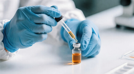 Hands in Sterile Lab Gloves