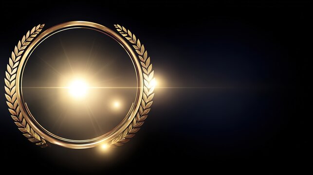 commemoration. Golden laurel wreath encircling glowing name inscription, honor theme, elegant composition. event programs, museum guides, designed for cultural heritage projects and event programs.