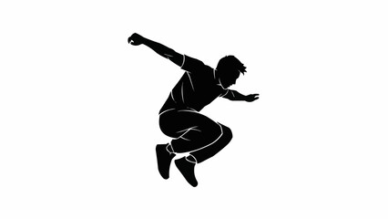 Dynamic Silhouette of a Man Jumping in Mid Air.
