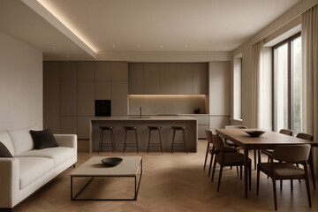 Fototapeta premium Open plan kitchen living room