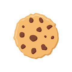 Chocolate chip cookie biscuit icon in flat style. Sweet dessert vector illustration on isolated background. Homemade snack sign business concept.