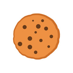 Chocolate chip cookie biscuit icon in flat style. Sweet dessert vector illustration on isolated background. Homemade snack sign business concept.
