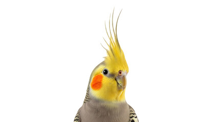 Portrait of a cute cockatiel with yellow crest and orange cheek patches