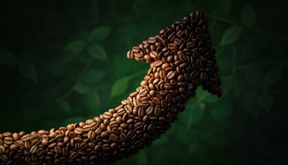 Spiraling Coffee Beans Forming Upward Arrow for Commodity Futures Display
