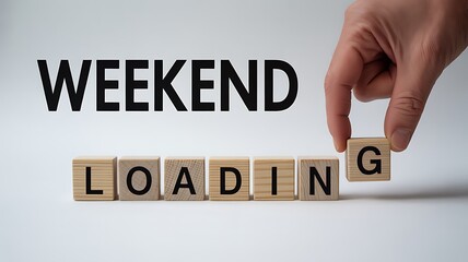 Weekend loading concept with wooden blocks and hand changing letters
