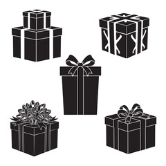 Christmas Present Silhouette Bundle – Festive Wrapped Gift Boxes Collection with Bows and Holiday Designs