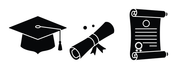 Graduation cap with tassel and two diploma scrolls symbolizing academic success and future endeavors