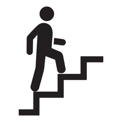 Person walking up stairs icon vector silhouette
