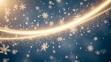 Elegant winter background with snowflakes and golden light trail festive seasonal design perfect for