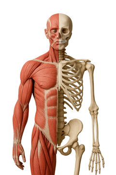 Half Muscle, Half Skeleton Anatomical Model PNG