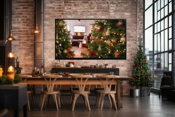 Fototapeta premium Christmas furniture screen table.