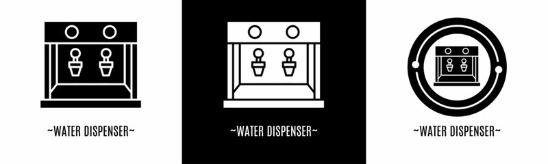 Fototapeta premium Water dispenser logo set. Collection of black and white logos. Stock vector.