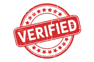 Authentic red grunge verified rubber stamp offering official approval and trusted quality assurance for any project