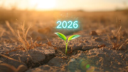 Vibrant sprout symbolizes growth toward year 2026