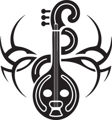 Naklejka premium Stylized Violin Illustration with Tribal Design Elements