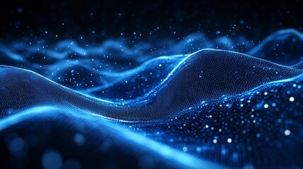 Stunning blue digital landscape with glowing particles for cutting-edge technology projects and dynamic data visualizations that make an impact