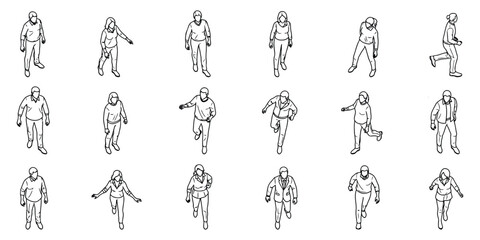 Isometric People Vector Set: Top View Figures for Architectural Visualization, and Design Projects Illustration.