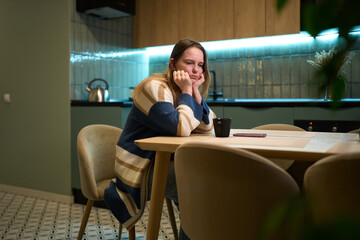 Young Woman Experiencing Loneliness and Burnout at Home