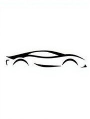 Car Tattoo, Sleek sports car silhouette outline drawing on a white background, Tattoo for vehicles