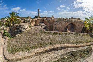 Interior to the Baths of Antoninus (Thermes d'Antonin), archaeological site. The largest Roman bath complex built in Africa, dating to the mid-2nd century AD under Emperor Antoninus Pius.