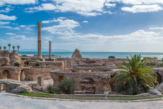 Interior to the Baths of Antoninus (Thermes d'Antonin), archaeological site. The largest Roman bath complex built in Africa, dating to the mid-2nd century AD under Emperor Antoninus Pius.