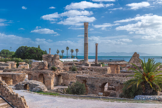 Interior to the Baths of Antoninus (Thermes d'Antonin), archaeological site. The largest Roman bath complex built in Africa, dating to the mid-2nd century AD under Emperor Antoninus Pius.