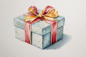 Watercolor New Year's illustration with New Year's gifts on a white background. AI generative.