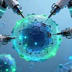 Nanorobots manipulating human cell structure for biotech research