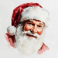 Watercolor New Year's illustration of Santa Claus on a white background. AI generative.