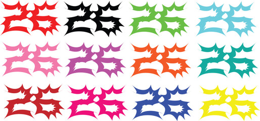 Abstract geometric composition with bold colors and text elements