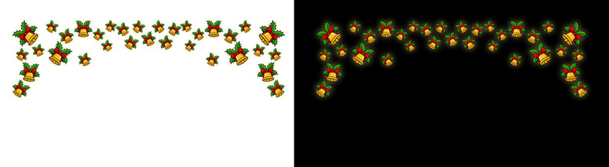 PNG image of Festive christmas bells and holly garland decoration for holiday season greetings and celebrations perfect for banners cards and winter themed designs on transparent background