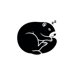 Minimalist Sleeping Beaver Logo Design.