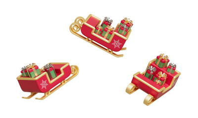 선물 상자로 가득 찬 크리스마스 산타 썰매 Christmas Santa Sleigh Filled with Gift Box