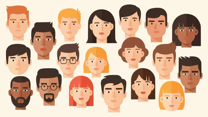Diverse Faces - A Collection of Unique Individuals in Vector Art.