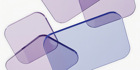 Overlapping translucent rounded rectangles in purple and blue with a connecting line, isolated on white background