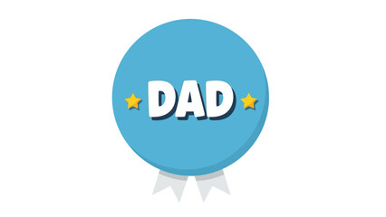 Blue circular badge with the word 'DAD' in white letters with yellow stars on each side