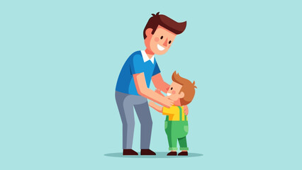 Happy father and smiling toddler share a tender moment, illustrating the beautiful bond of family love, care, and joyful childhood experiences