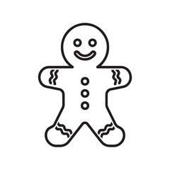 Gingerbread Man Outline Icon – Classic Christmas Cookie Symbol for Festive Holiday and Winter Designs