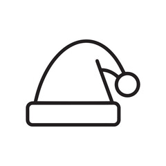 Santa Hat Outline Icon – Classic Christmas Holiday Hat Symbol for Winter and Festive Designs