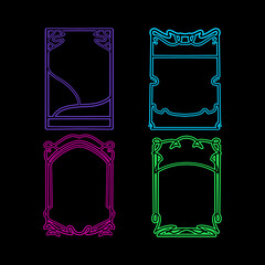 Psychedelic Posters Template Set, Art Nouveau Frames, Psychedelic Colors, line art , set of vintage labels, set of vector frames