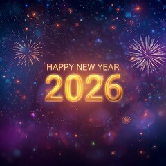 Happy New Year 2026 Celebration with Dazzling Fireworks