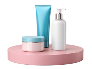 png transparent background blue tube pink cream jar	
