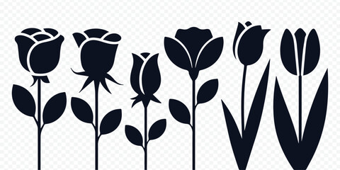 Elegant Flower Silhouettes Collection – Premium Floral Botanical Vector Set
