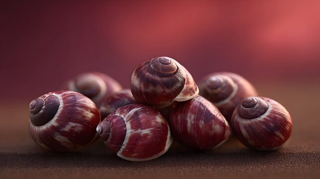 A pile of empty snail shells with intricate spiral patterns and natural textures