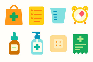 Medical and healthcare flat icons set