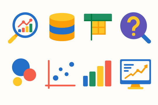 Data Analysis and Visualization Flat Icons Set