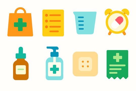 Medical and healthcare flat icons set