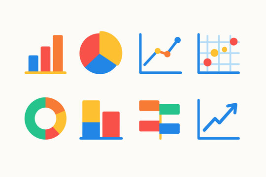 Data visualization colorful icons set