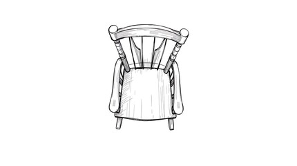 Vintage chair illustration isolated on white top down perspective simple design