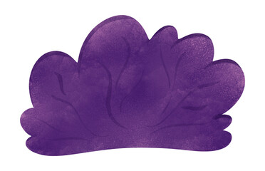 Purple watercolor bush with cute fluffy texture and soft splashes. Gentle botanical design for nursery fabric, baby girl wallpaper, stationery, gift wrap, scrapbooking, nursery decor, dreamy designs